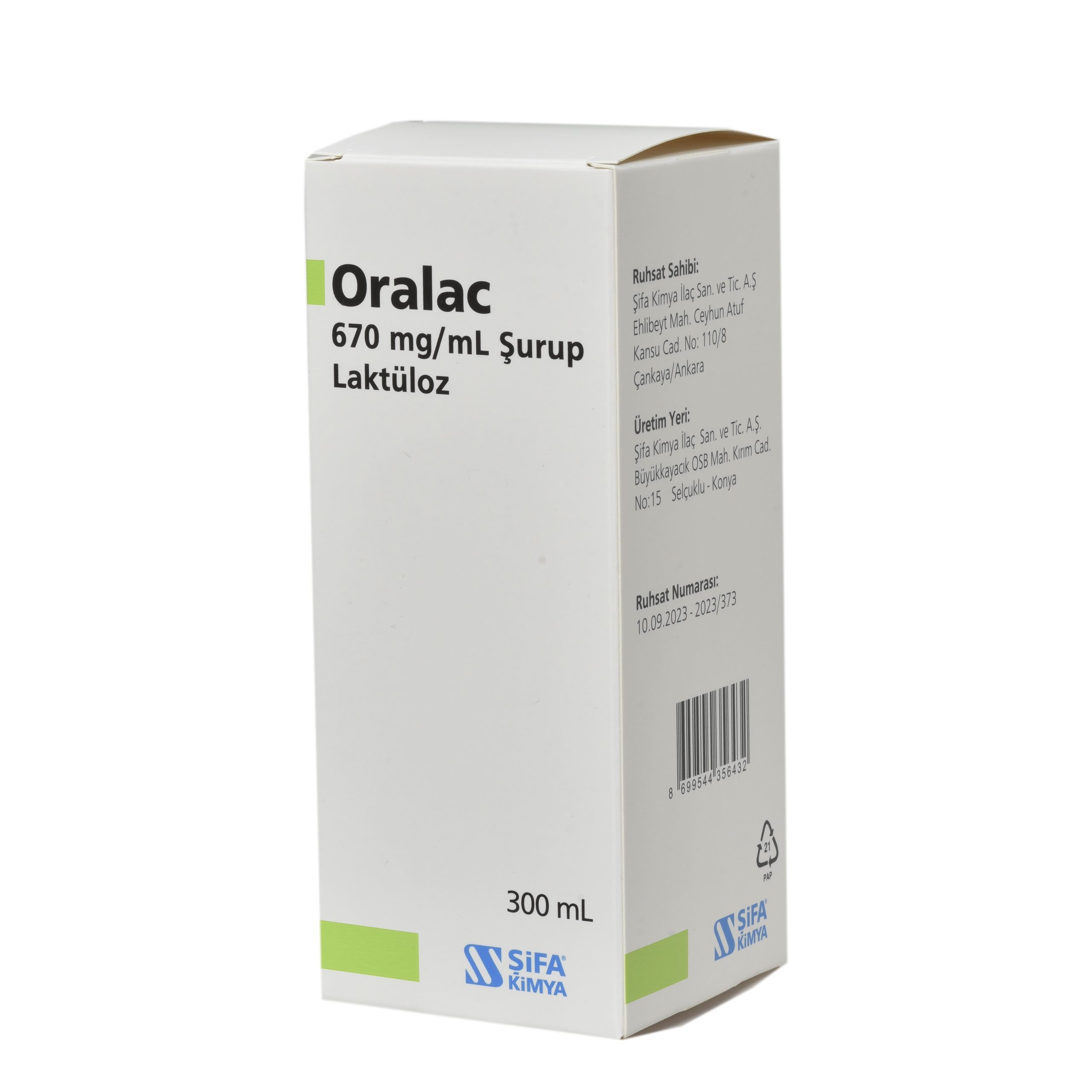 Oralac 670 mg/ml Şurup (150ml) | Şifa Kimya